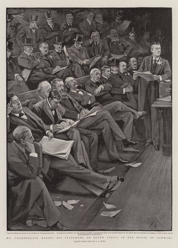 Mr Chamberlain Making His Statement on South Africa in the House of Commons by Alexander Stuart Boyd