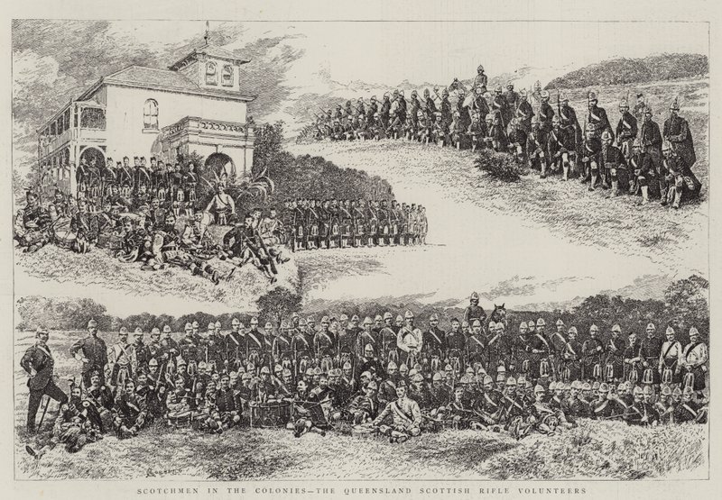 Scotchmen in the Colonies, the Queensland Scottish Rifle Volunteers by Alfred Chantrey Corbould