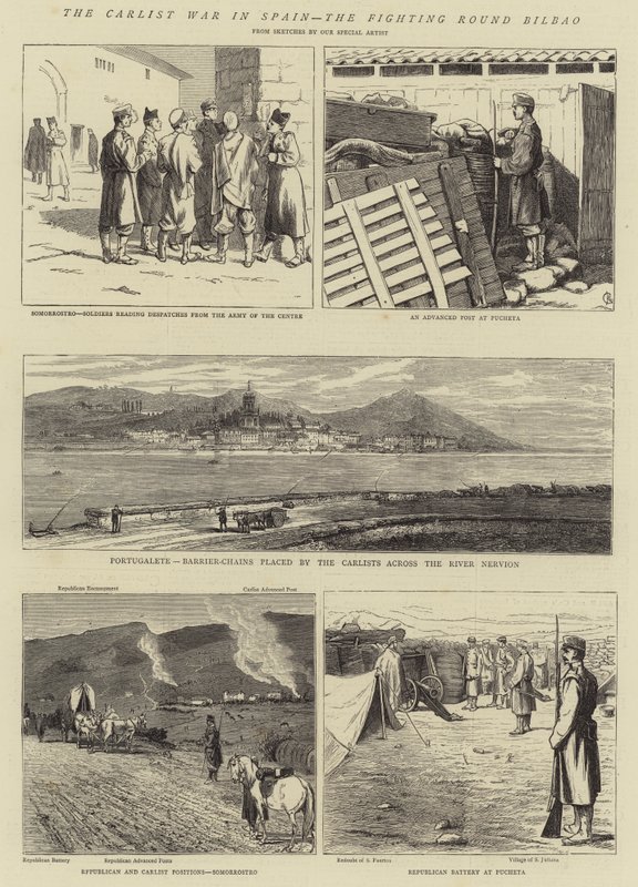 The Carlist War in Spain, the Fighting Round Bilbao by Alfred Chantrey Corbould