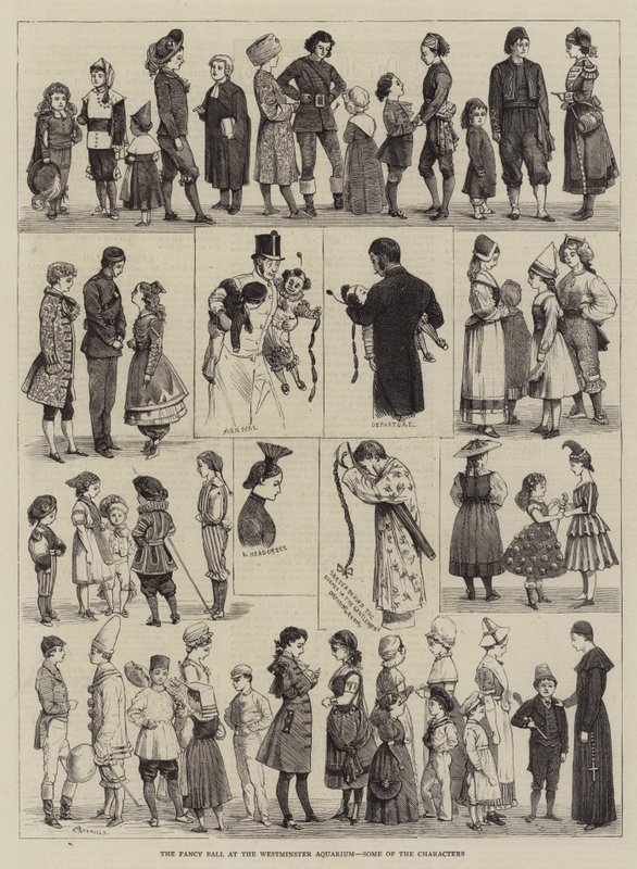 The Fancy Ball at the Westminster Aquarium, Some of the Characters by Alfred Chantrey Corbould