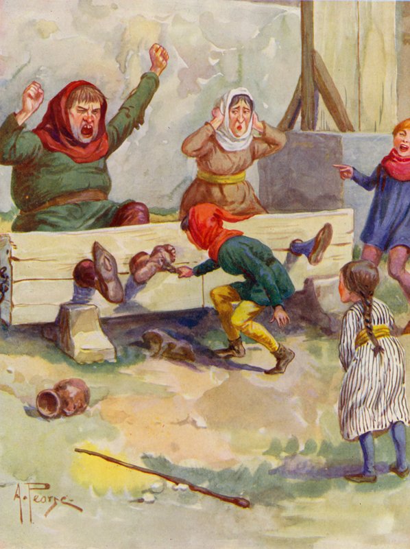 Merrie England: In the stocks by Alfred (after) Pearse