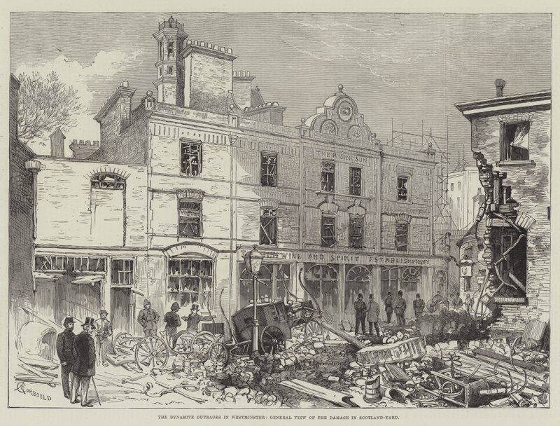 The Dynamite Outrages in Westminster, General View of the Damage in Scotland-Yard by Alfred Courbould
