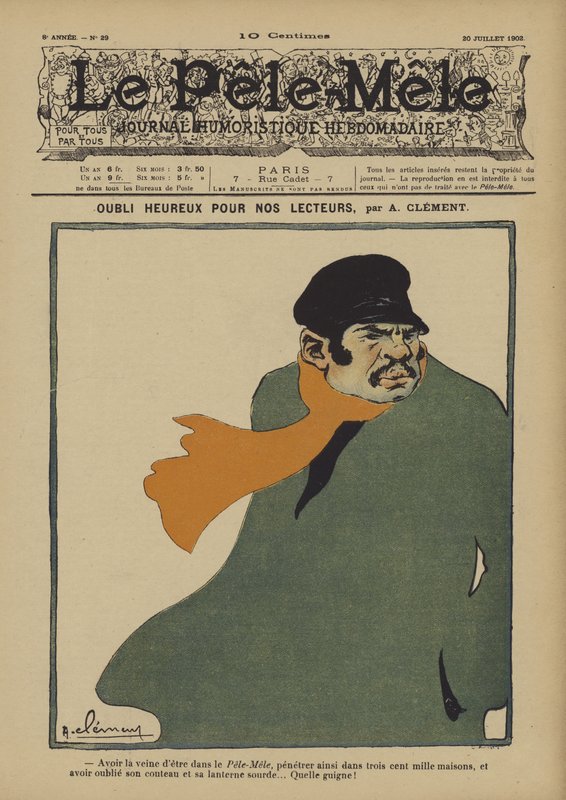 Happy forgetfulness for our readers. Illustration for Le Pele-Mele, 1902 by Aline Clement