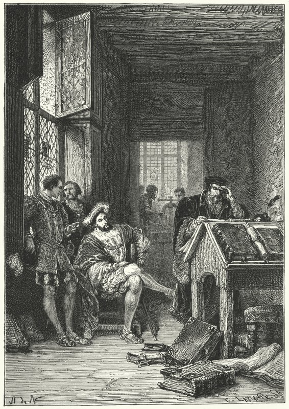 Francis I of France with the printer and scholar Robert Estienne by Alphonse Marie de (after) Neuville