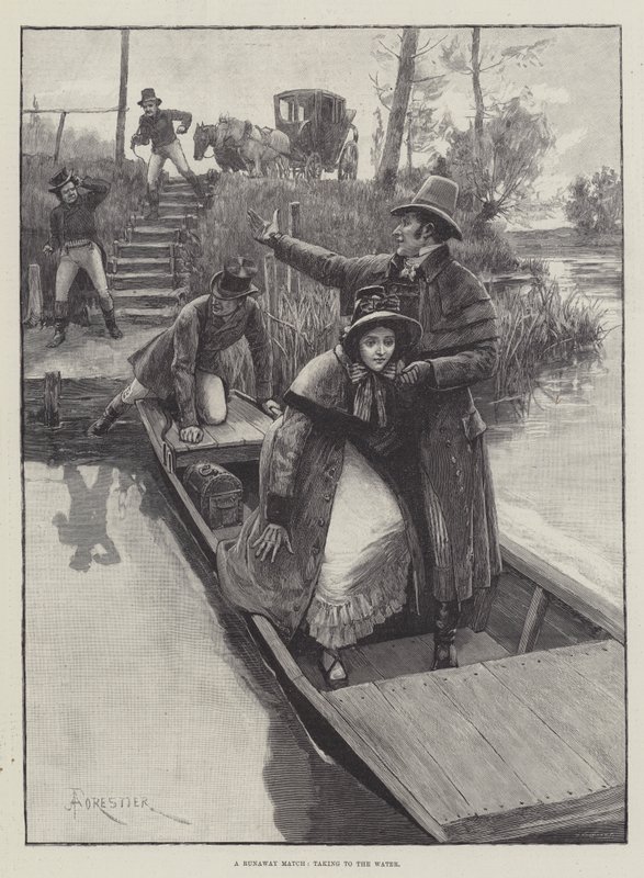 A Runaway Match, taking to the Water by Amedee Forestier
