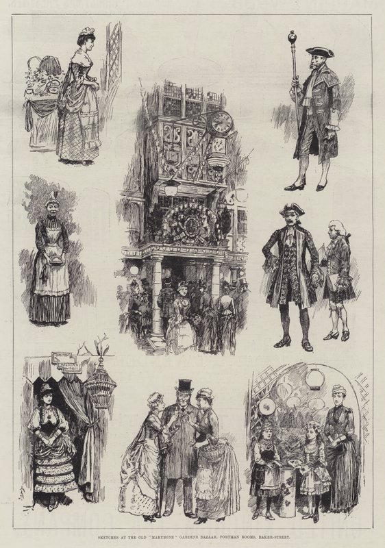 Sketches at the Old Marybone Gardens Bazaar, Portman Rooms, Baker-Street by Amedee Forestier