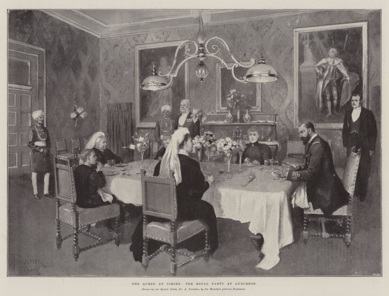 The Queen at Cimiez, the Royal Party at Luncheon by Amedee Forestier