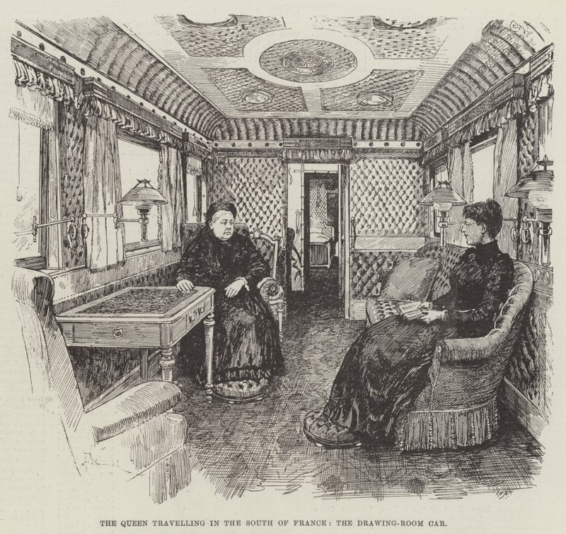 The Queen travelling in the South of France, the Drawing-Room Car by Amedee Forestier