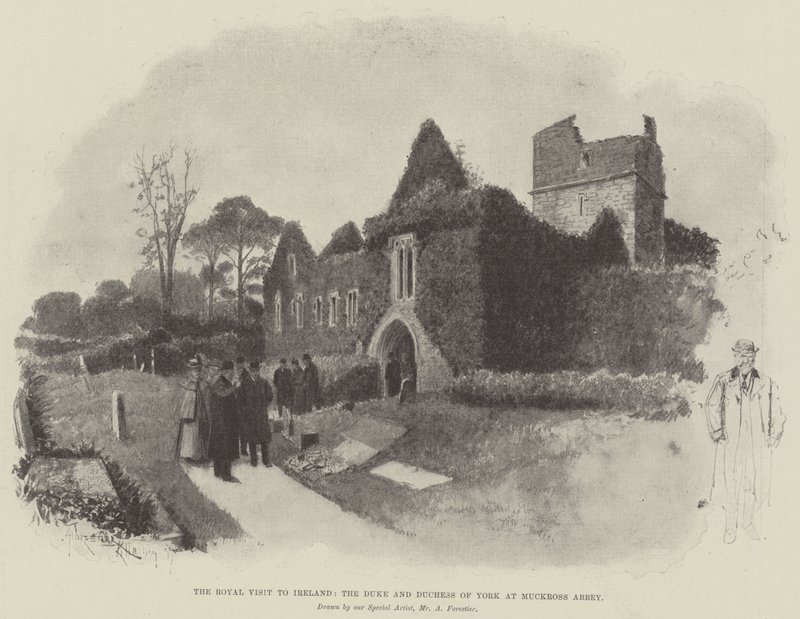 The Royal Visit to Ireland, the Duke and Duchess of York at Muckross Abbey by Amedee Forestier