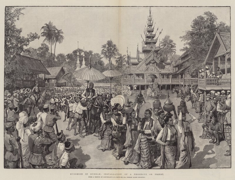 Buddhism in Burmah, Installation of a Phoongye or Priest by Amedee Forestier