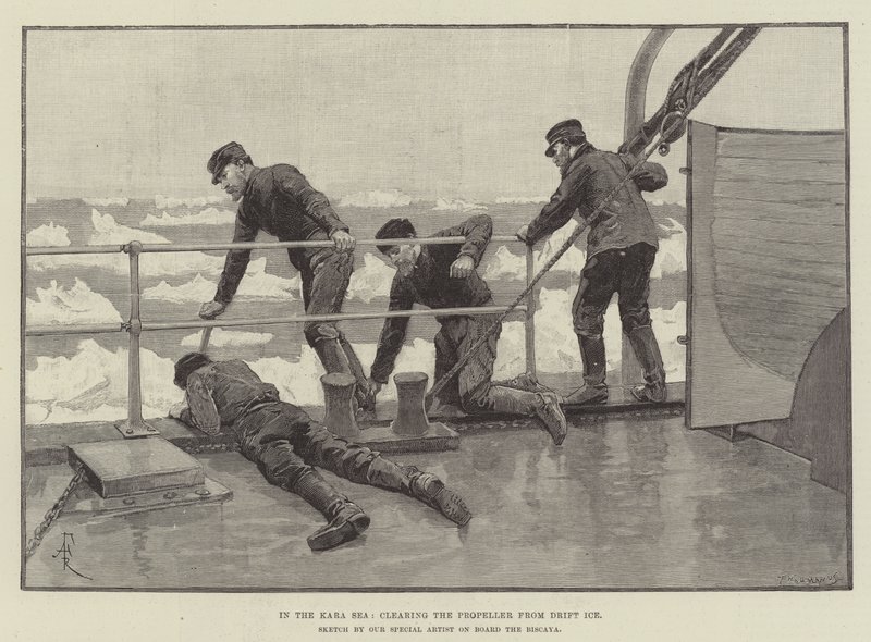 In the Kara Sea, Clearing the Propeller from Drift Ice by Amedee Forestier