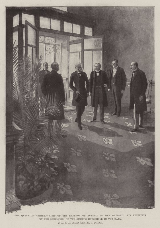 The Queen at Cimiez, Visit of the Emperor of Austria to Her Majesty, his Reception by the Gentlemen of the Queen