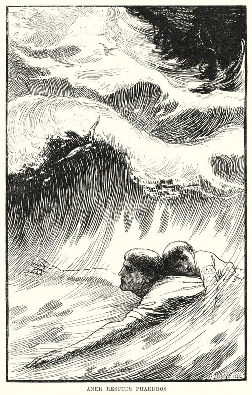 Aner rescues Phaedros by Amelia M. (attr.to) Bowerley or Bauerle