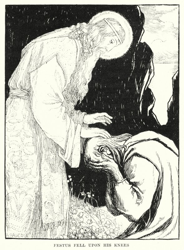 Festus Fell Upon His Knees by Amelia M. (attr.to) Bowerley or Bauerle