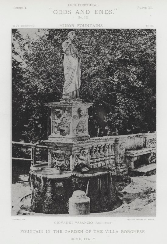Fountain in the Garden of the Villa Borghese, Rome, Italy by American Photographer (after)
