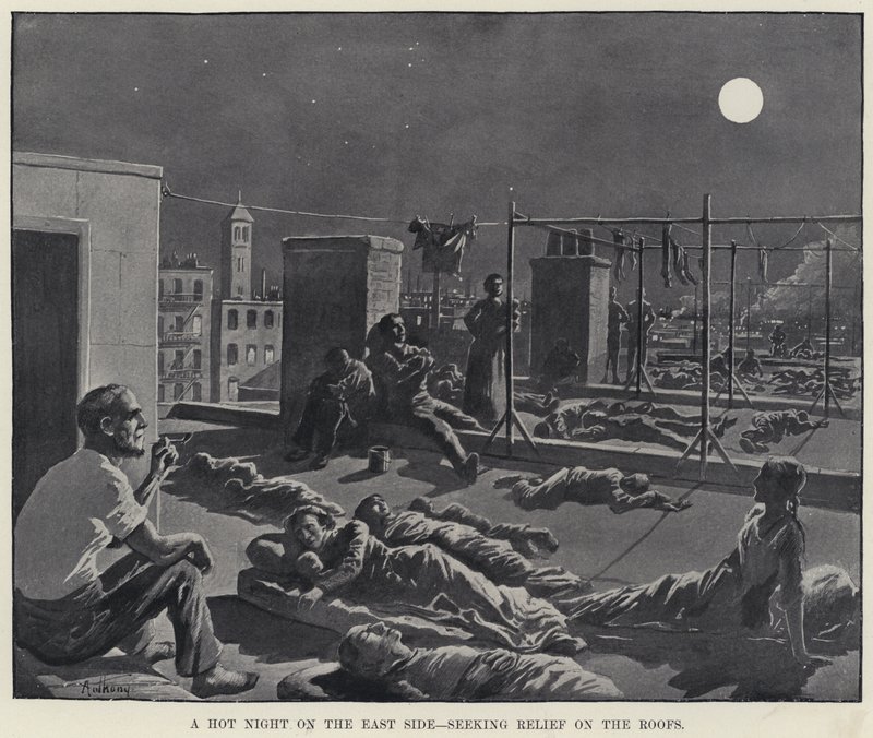 A Hot Night on the East Side, seeking Relief on the Roofs by American School