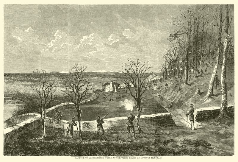 Capture of Confederate Works at the White House, on Lookout Mountain, November 1863 by American School