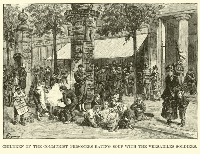 Children of the Communist prisoners eating soup with the Versailles soldiers by American School