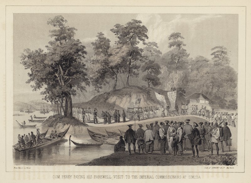 Commodore Perry paying his farewell visit to the Imperial Commissioners at Simoda, Japan by American School