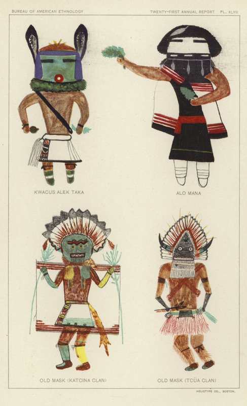 Kwacus Alek Taka, Alo Mana, Old Mask (Katcina Clan), Old Mask (Tcua Clan) by American School