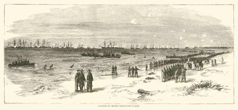 Landing of Troops Above Fort Fisher, January 1865 by American School