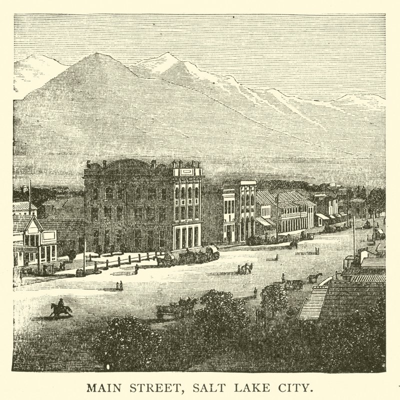 Main Street, Salt Lake City (engraving) by American School
