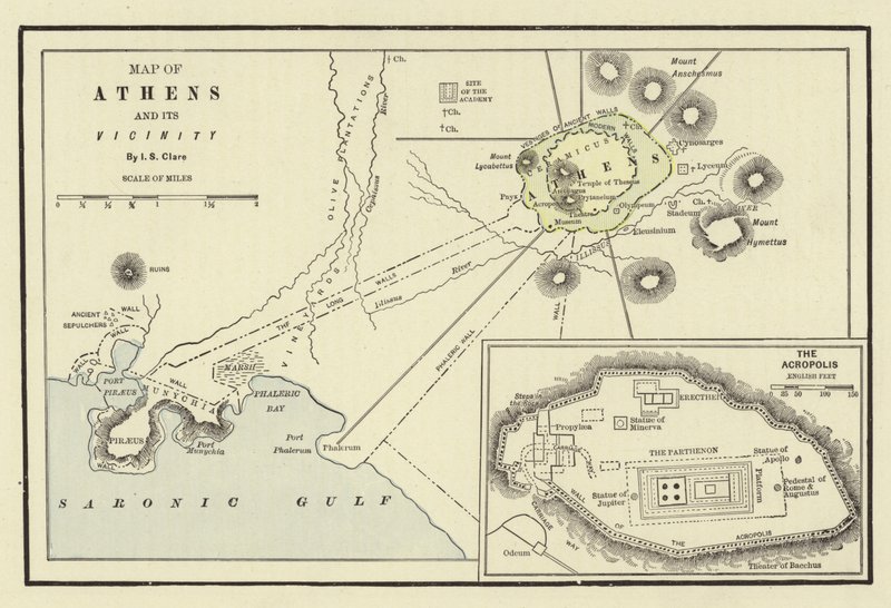 Map of Athens and Its Vicinity; The Acropolis by American School