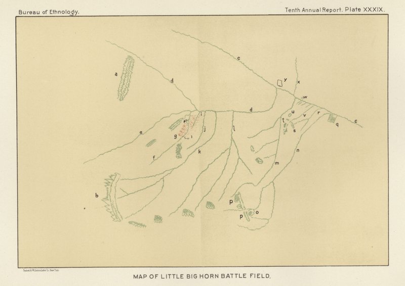Map of Little Big Horn Battlefield by American School
