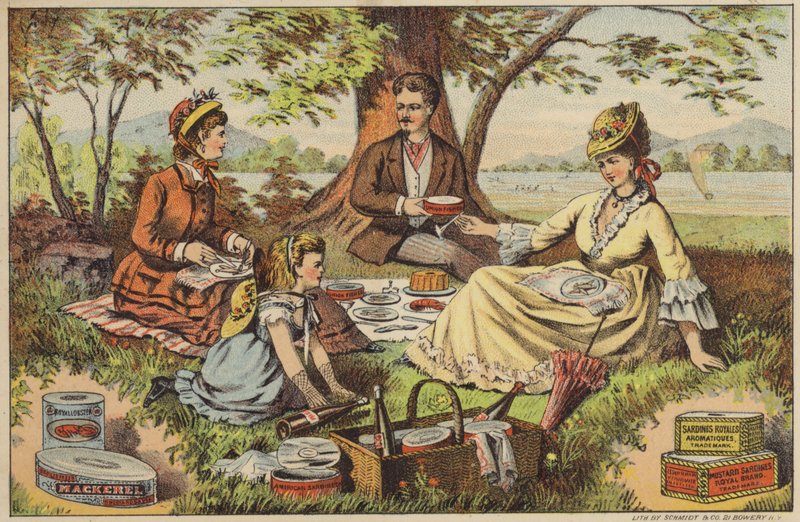 Picnic by the Water, Enjoying Canned Fish by American School