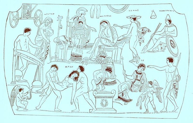 Ransom of Hektor, Illustration from History of Greece by Victor Duruy, Published 1890 by American School