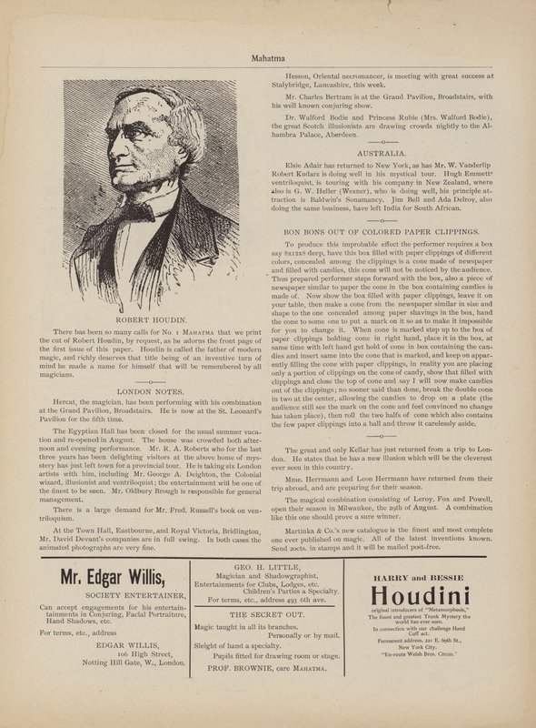 Robert Houdin, Advertisements by American School