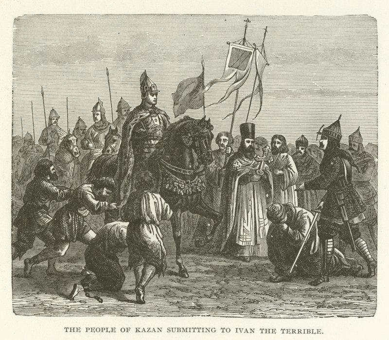 The people of Kazan submitting to Ivan the Terrible by American School