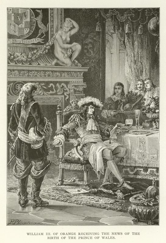 William III of Orange receiving the news of the birth of the Prince of Wales by American School