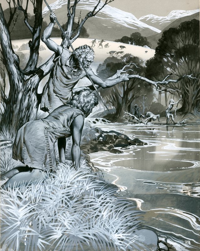 The Painted Pebble people fishing by Angus McBride