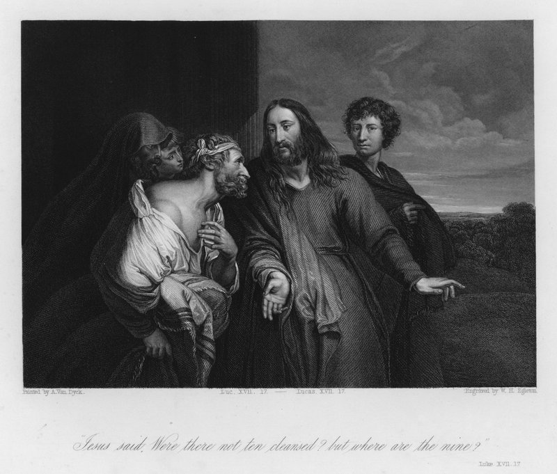The Leper glorifying God, Luke XVII by Anthony van (after) Dyck