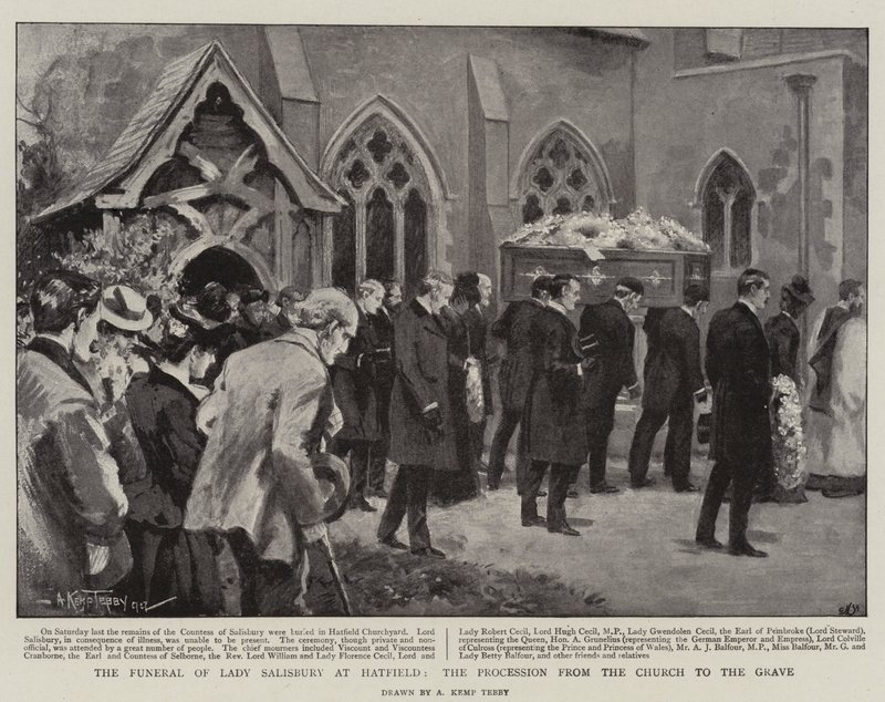 The Funeral of Lady Salisbury at Hatfield, the Procession from the Church to the Grave by Arthur Kemp Tebby
