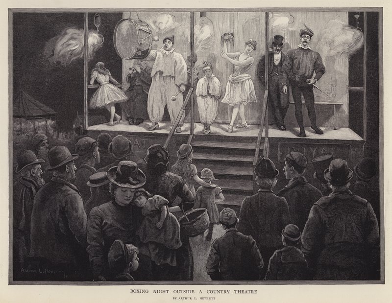 Boxing night outside a country theatre by Arthur L. Hewlett
