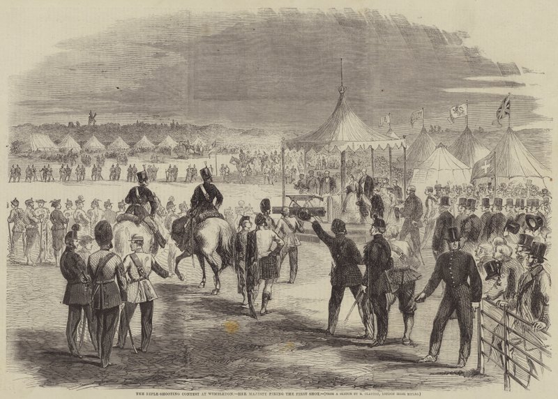 The Rifle-Shooting Contest at Wimbledon, Her Majesty Firing the First Shot by B. Clayton