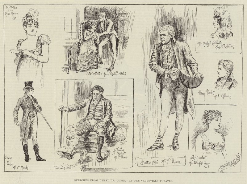 Sketches from That Dr Cupid, at the Vaudeville Theatre by Bernard Partridge