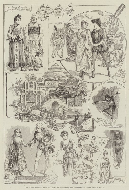Character Sketches from Aladdin at Drury-Lane, and Cinderella at the Crystal Palace by Bernard Partridge