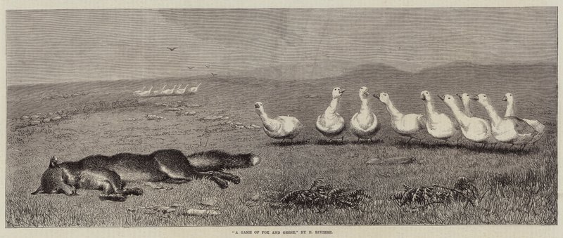 A Game of Fox and Geese by Briton Riviere