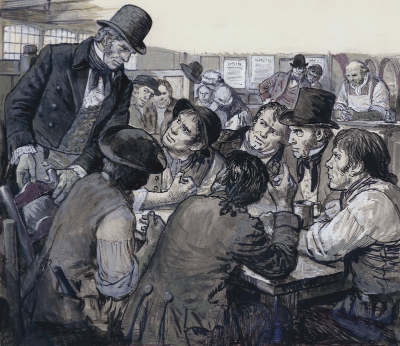Colonel Despard recruiting political malcontents in the shady haunts of London
