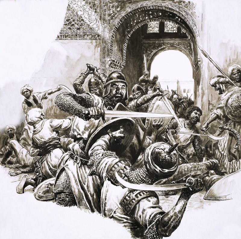 The medieval Moorish stronghold of Majorca under attack by C.L. Doughty