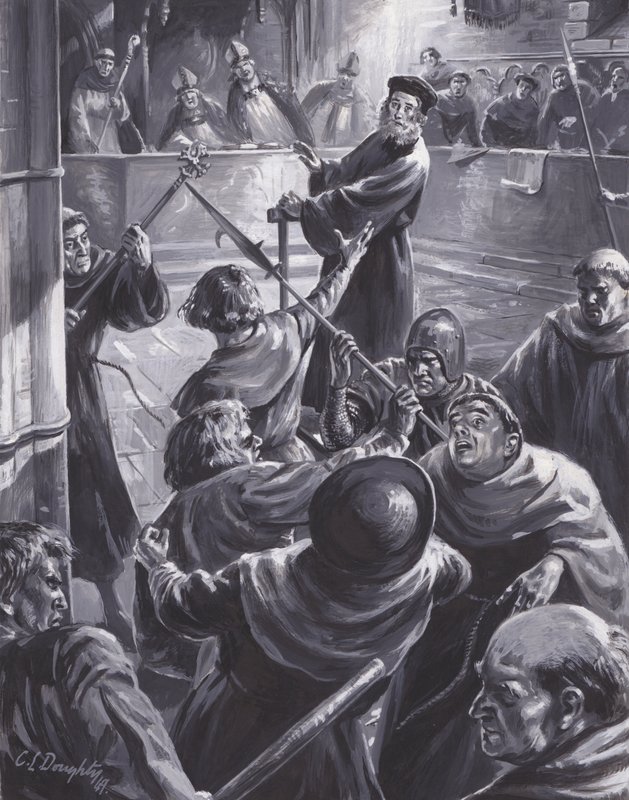 The trial of John Wyclif, at which a crowd tried to rescue him by C.L. Doughty