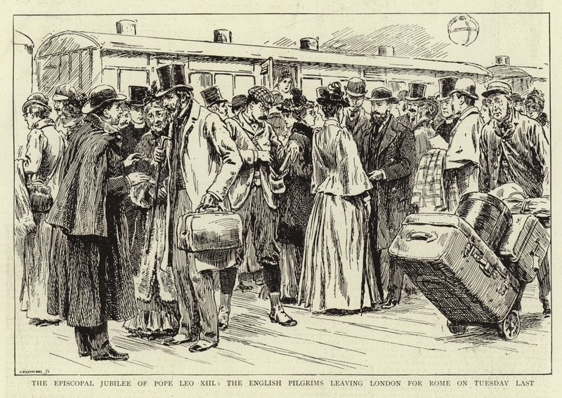The Episcopal Jubilee of Pope Leo XIII, the English Pilgrims leaving London for Rome on Tuesday last by C. Hentschell