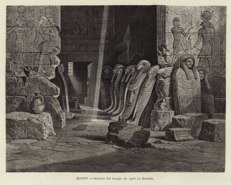 Egypt - Interior of the temple of Opet at Karnak by Carl Friedrich Heinrich Werner