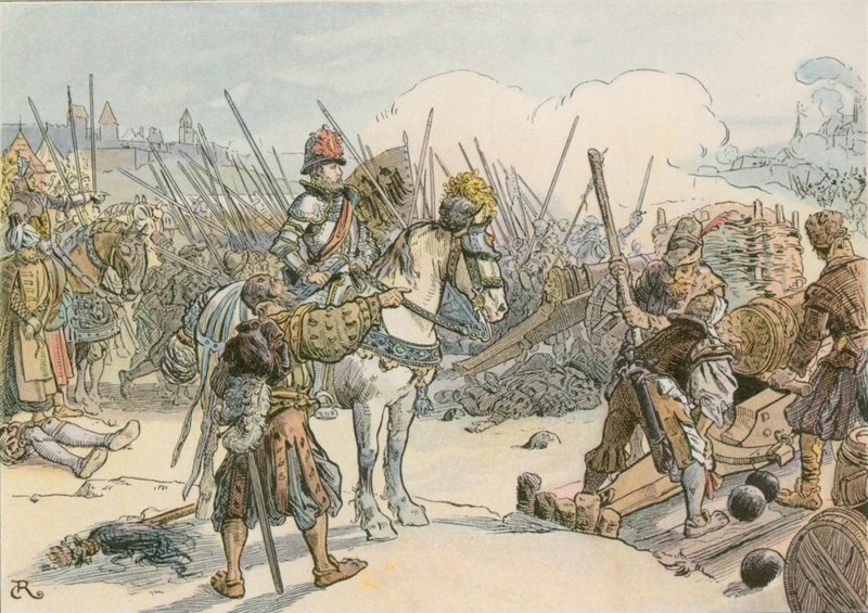Joachim II leading battle in the Turkish Wars in 1542 by Carl Rohling