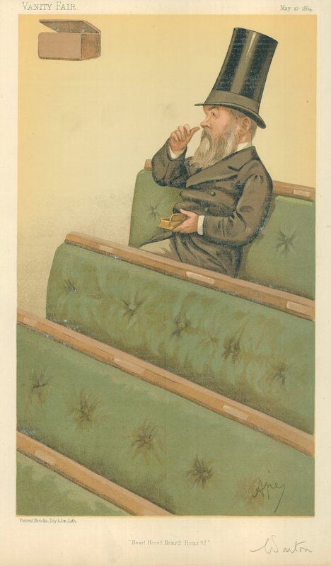 Mr Charles Nicholas Warton, Hear Hear Hear Hear, 10 May 1884, Vanity Fair cartoon by Carlo Pellegrini