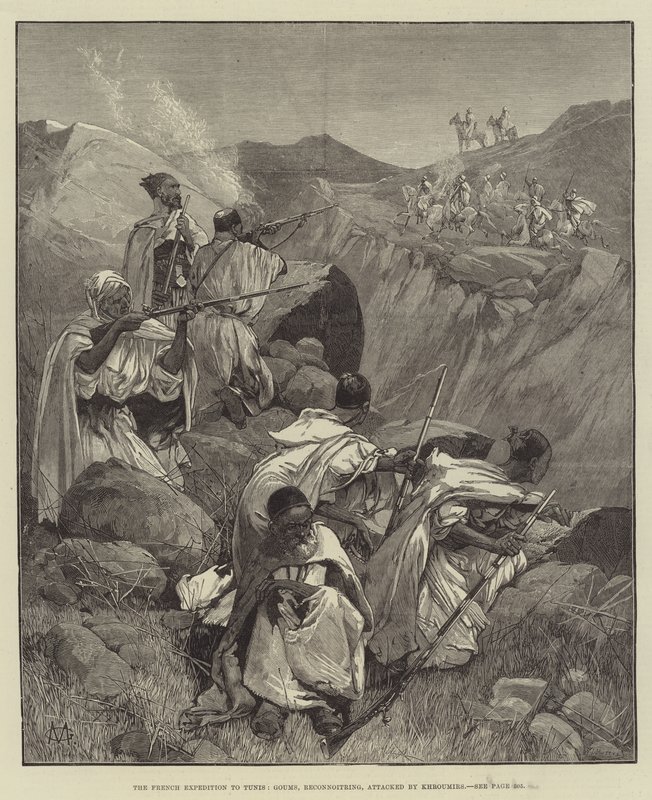 The French Expedition to Tunis, Goums, Reconnoitring, Attacked by Khroumirs by Charles Auguste Loye