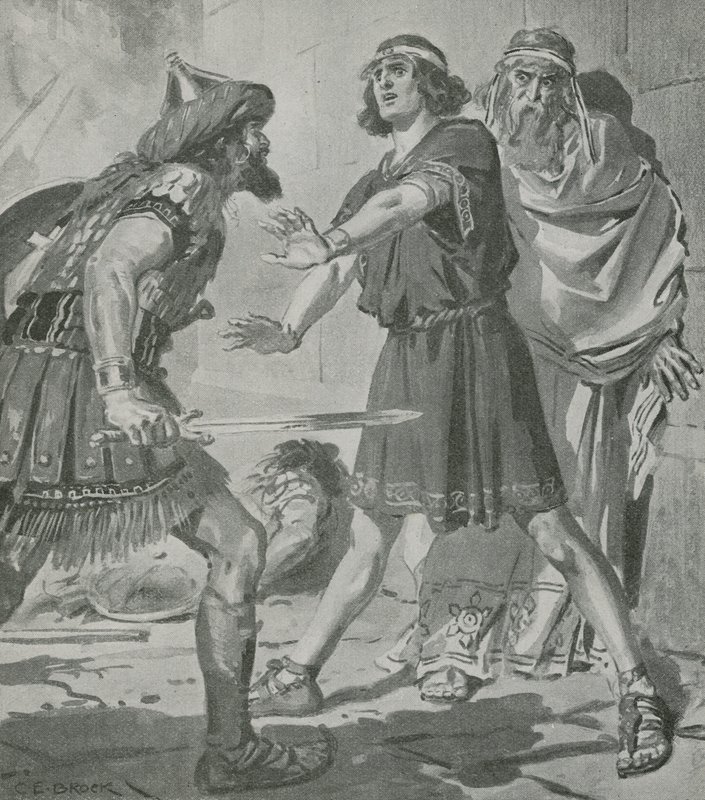 Croesus, King of Lydia, is Saved from Death by the Voice of His Deaf and Dumb Son by Charles Edmund Brock